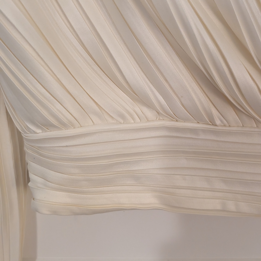 Japna Cream Pleated V-Neck Blouse - Picture 3 of 7